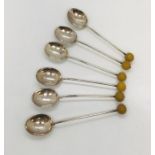 A set of six hallmarked silver coffee spoons