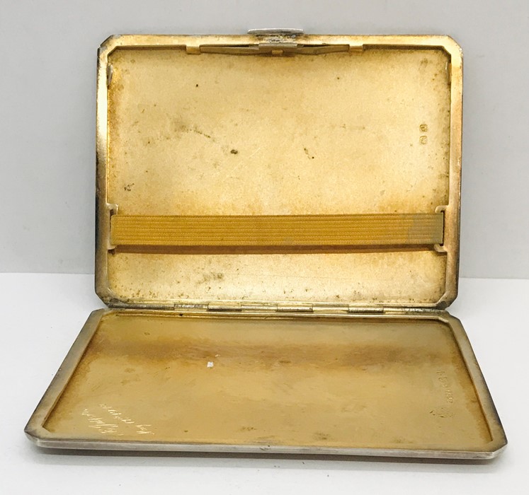 A heavy hallmarked silver cigarette case, weight 183.2g - Image 2 of 3