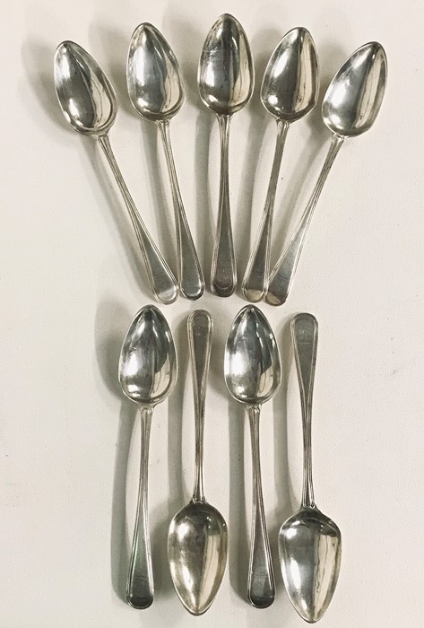 A set of 9 hallmarked silver spoons, total weight 351g ( 11.28 troy ounces), Edinburgh 1794/5