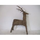 A large figure of a reindeer made from willow - A/F, overall height 207cm