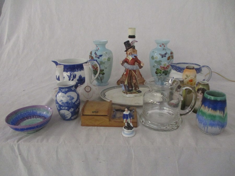 A collection of glass and china including Shelley, Chinese vase, jugs, etc. in two boxes