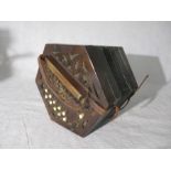 A Victorian Broad Reeds concertina with rosewood fretwork A/F