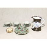 A Japanese porcelain jug height along with a Chinese Celadon plate, Satsuma bowl etc
