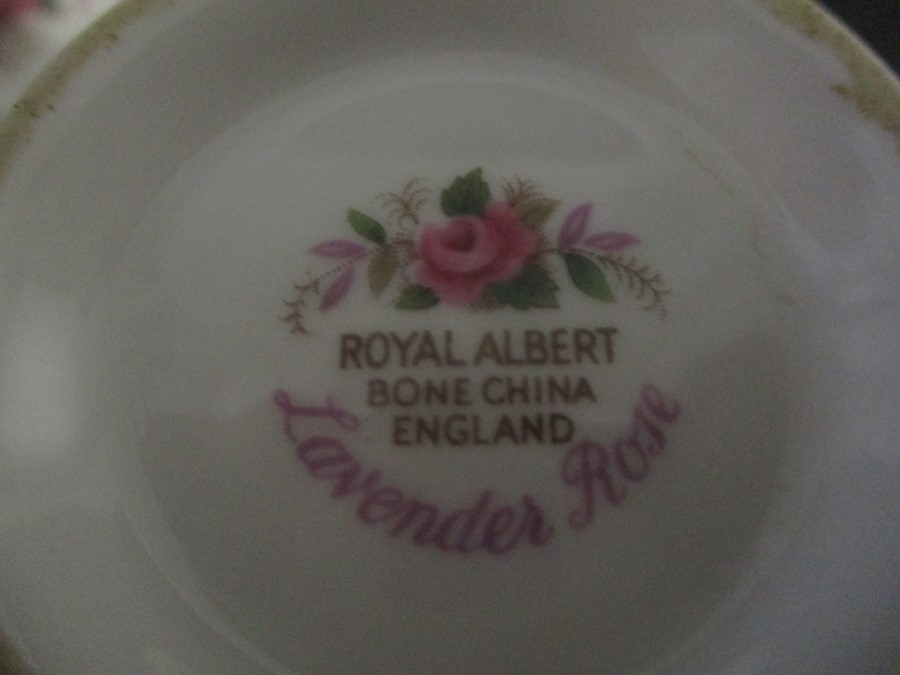 A part Royal Albert "Lavender Rose" tea set ( 1 cup cracked) along with a Worcester clock and a - Image 7 of 16