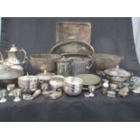 A collection of silver plated items