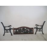 Cast Iron bench ends, plus decorative back piece.