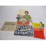 A collection of four vintage shop advertising signs including Batchelors Chicken Noodle Soup,