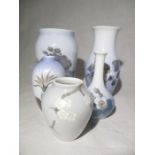 Five Royal Copenhagen vases