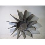 A sculptural galvanised Industrial fan. Height 90cm