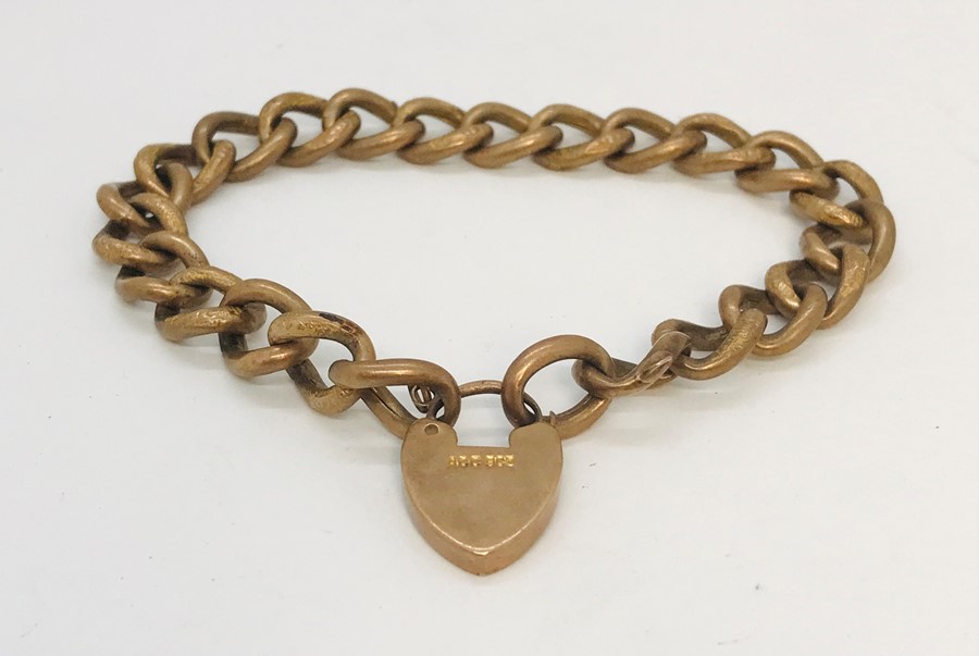 A 9ct gold bracelet with padlock, 11.1g