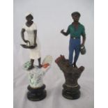 A pair of repainted spelter figures "L'Agriculture", height 46cm