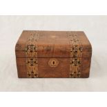 A Victorian inland sewing box with various sewing contents
