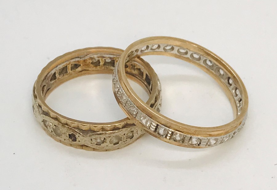 Two 9ct gold eternity rings, total weight 7g