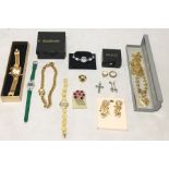 A collection of fashion jewellery and watches including Joan Rivers Classic Collection, silver cross
