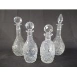 Four cut glass decanters