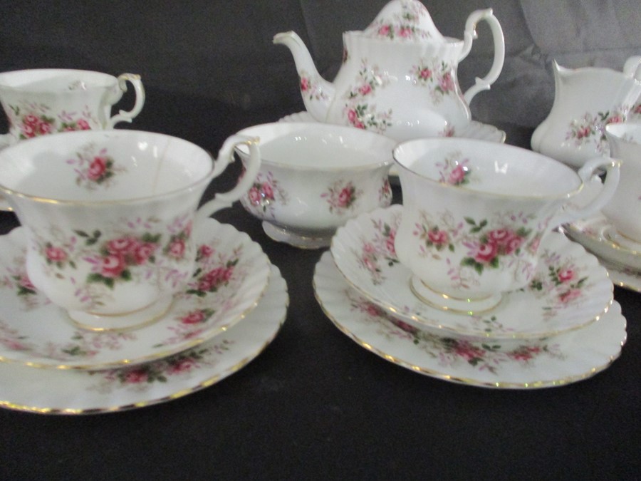 A part Royal Albert "Lavender Rose" tea set ( 1 cup cracked) along with a Worcester clock and a - Image 5 of 16