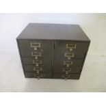 An industrial metal set of 10 drawers