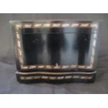A Victorian ebonised tabletop drinks cabinet with mother of pearl cabochons and brass detailing,