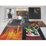 A collection of eight vintage blues 12" vinyl records including John Lee Hooker, Muddy Waters, Jesse