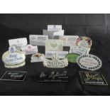 A collection of 18 mainly porcelain point of sale signs including Royal Crown derby, Royal
