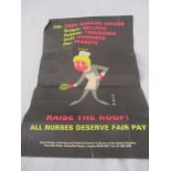 A vintage poster designed by Haro regarding Nurses pay, some minor tears/creases