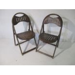 A pair of vintage bentwood folding chairs