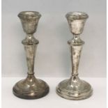 A pair of hallmarked silver candlesticks, 1972, height 14cm