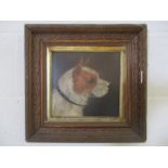 A Victorian oil on board of a Terrier, 21 cm x 23 cm
