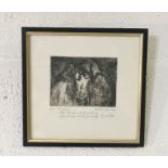 Milein Cosman (German-born, 1921-2017), "Te Hongi". An artists proof framed etching signed by the