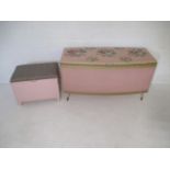 A vintage pink Ottoman along with one other