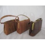 Three vintage handbags including lizard, snakeskin etc.