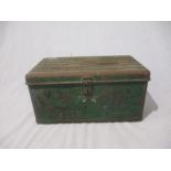 A green metal tool box, possibly military.