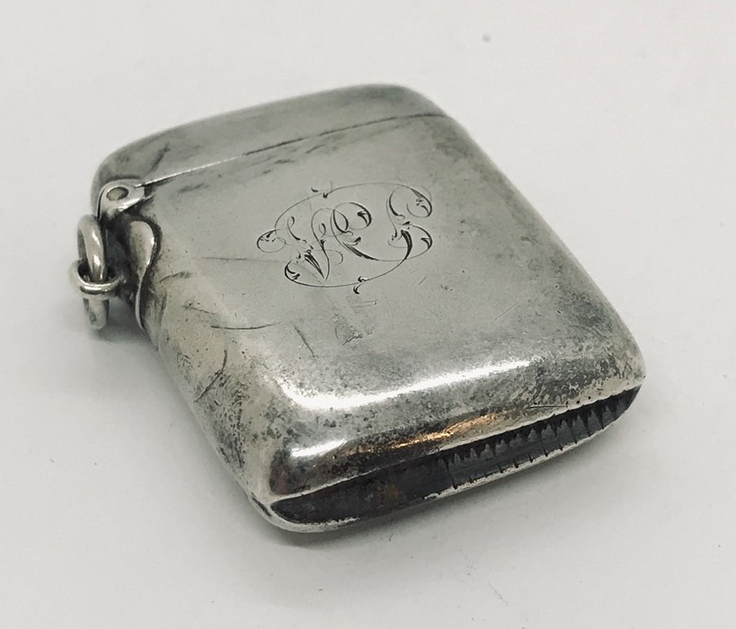 A hallmarked silver vesta case