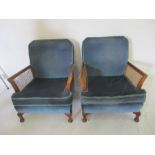 Two Bergere chairs, one A/F