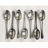 A matched set of hallmarked silver spoons ( 5 x Edinburgh 1793, Patrick Robertson, 2 x Edinburgh