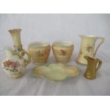 A collection of Royal Worcester blush ivory and similar pieces- some A/F