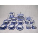 A Spode Blue Italian part coffee/tea set including a coffee pot, tea pot, cups & saucers, sugar
