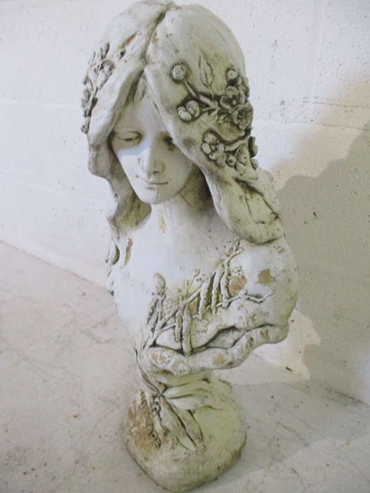 A French Art Nouveau bust (painted terracotta), entitled Le-Primtemps - height 62cm - Image 6 of 8