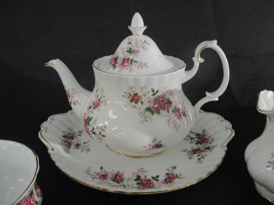 A part Royal Albert "Lavender Rose" tea set ( 1 cup cracked) along with a Worcester clock and a - Image 2 of 16