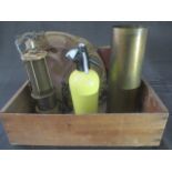 A collection of miscellaneous items including a vintage South African grapes crate, a soda siphon, a