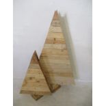 Two handmade wooden Christmas tress