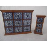 A wooden framed set of 9 pottery drawers along with a smaller matching set of 3- 1 handle A/F