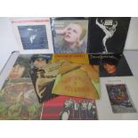 A small collection of 12" vinyl records including three albums by David Bowie (Hunky Dory, Station