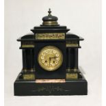 An early 20th century black slate mantle clock A/F