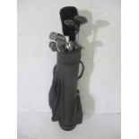 A set of right handed MDD Plus golf clubs in carry bag. Clubs included are 1, 3 & 5 woods, irons 3
