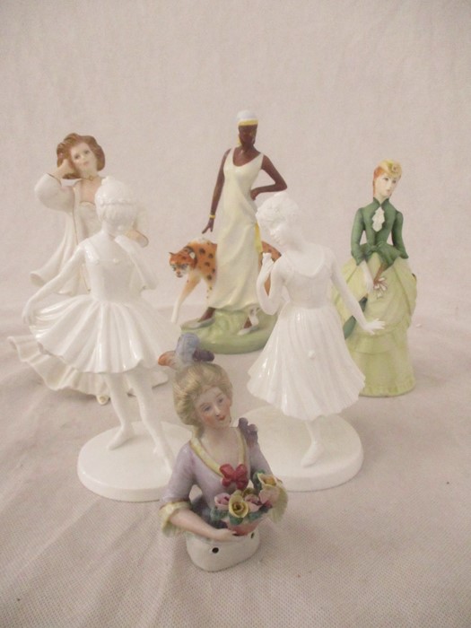 A Royal Doulton figurine 'Charlotte', designed by A. Maslankowski along with other figurines etc.