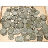 A collection of mainly silver/part silver British coinage including florins, half crowns etc.