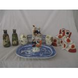 A collection of Victorian pottery etc. including a pair of Doulton vases ( dated 1879 and signed E.