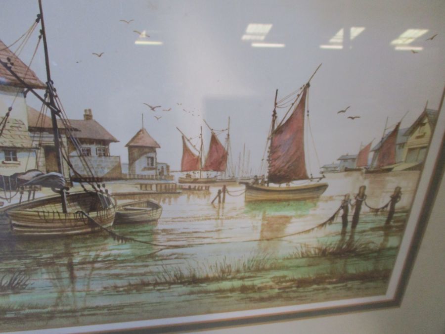 A large watercolour of a Cornish harbour scene signed David James - Image 5 of 6