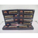 A collection of ten boxed Bachmann OO gauge British Railway Crimson & Cream coaches including the